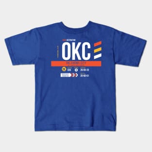 Vintage Oklahoma City OKC Airport Code Travel Day Retro Air Travel Kids T-Shirt